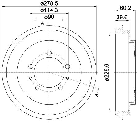 HELLA PAGID Bremžu trumulis 8DT 355 302-431